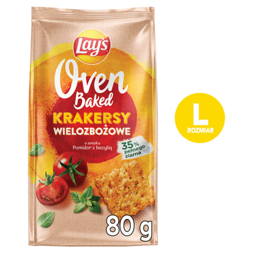 LAY'S Oven Baked Krakersy wielozbożowe o smaku pomidora z bazylią