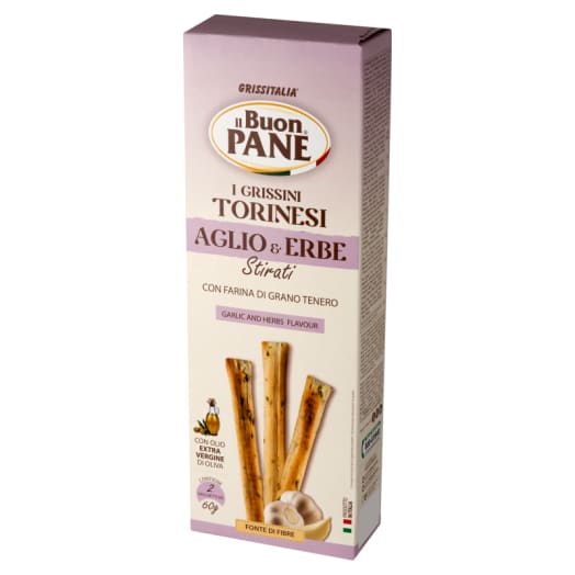 GRISSITALIA Grissini paluszki o smaku czosnku i ziół z oliwą z oliwek