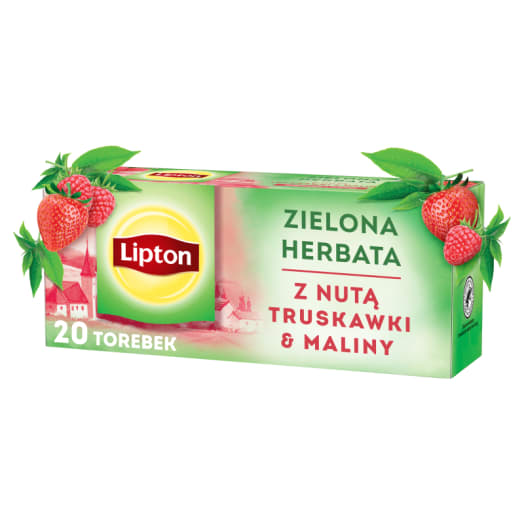 LIPTON Herbata zielona aromatyzowana Malina i Truskawka 20 torebek ex.